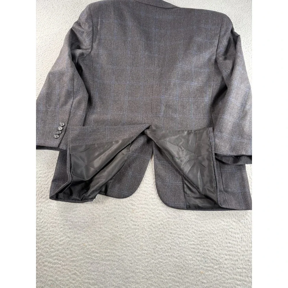 Ermenegildo Zegna Trofeo Wool Blazer Mens 44R Gray Blue Windowpane Custom